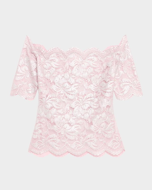 Off-The-Shoulder Metallic Lace Top